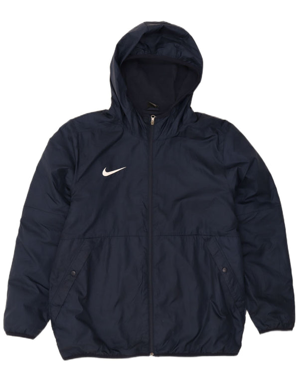 Nike Mens Hooded Windbreaker Jacket UK 42 XL Navy Blue Polyester Sports