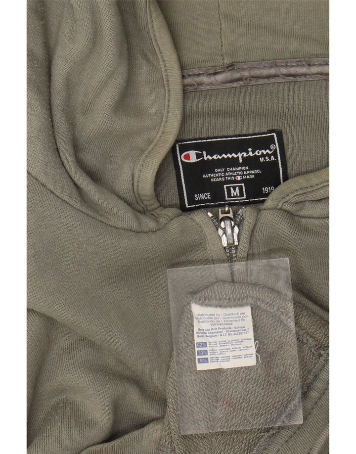 CHAMPION Womens Zip Hoodie Sweater UK 14 Medium Khaki Cotton