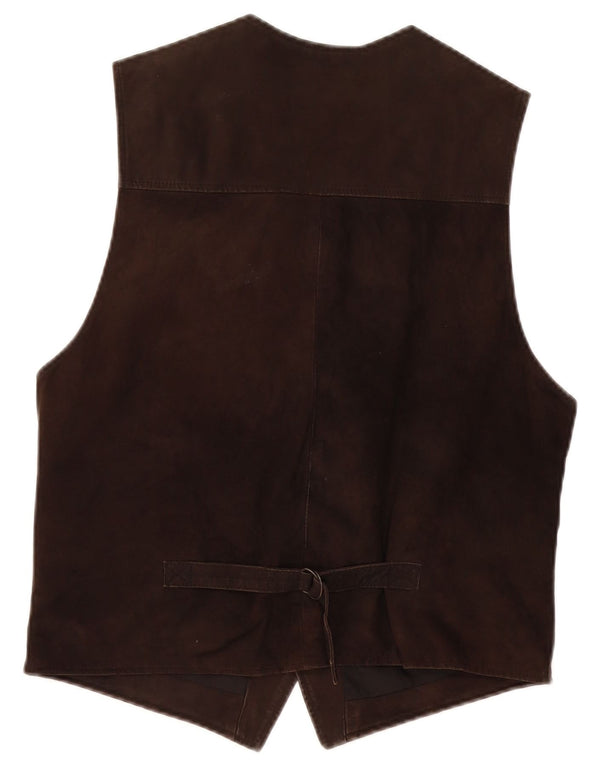 Vintage Mens Suede Waistcoat Large Brown Leather