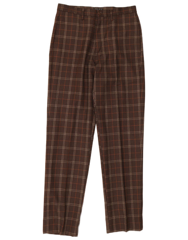 Sisley Mens Tapered Suit Trousers IT 46 Small W30 L32 Brown Check Acetate