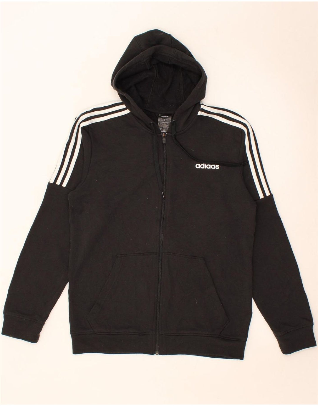 ADIDAS Mens Zip Hoodie Sweater Medium Black Polyester Vintage Adidas and Second-Hand Adidas from Messina Hembry 