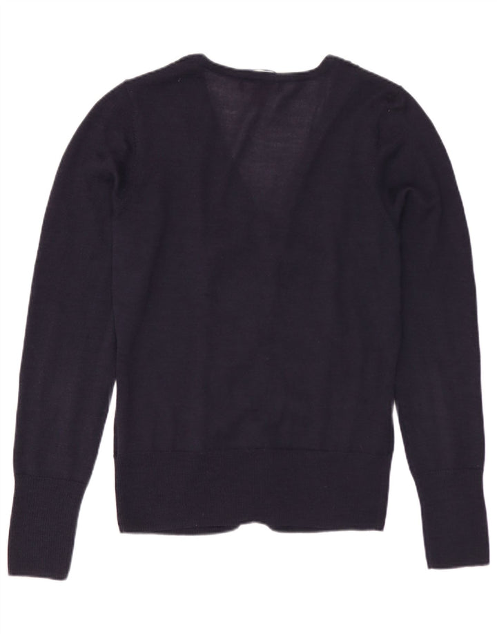 Monsoon Womens Cardigan Sweater UK 12 Medium Navy Blue Merino Wool