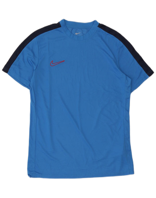 Nike Mens Dri Fit Slim Fit T-Shirt Top Large Blue Colourblock Polyester