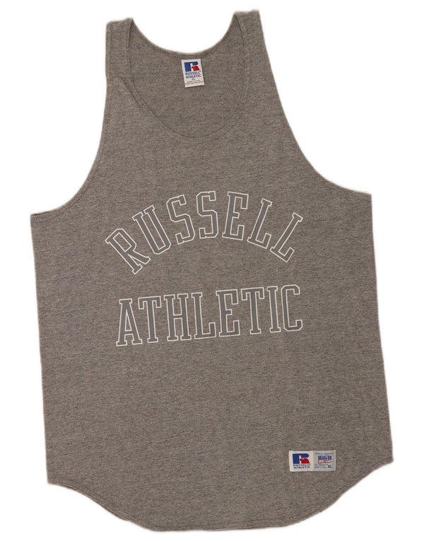 Russell Athletic Mens Graphic Vest Top XL Grey Polyester