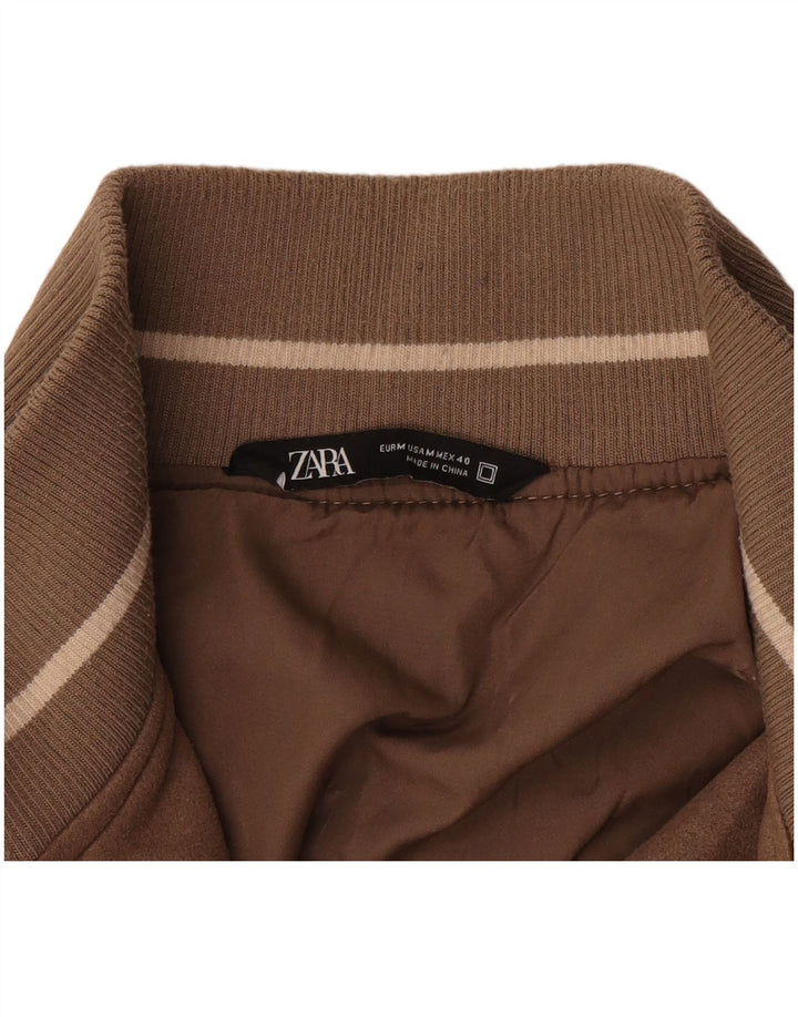 ZARA Mens Suede Bomber Jacket UK 38 Medium Brown