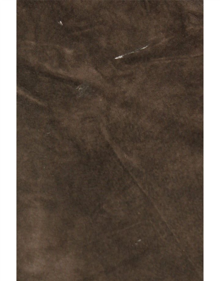 Oviesse Womens Suede Overcoat IT 44 Medium Brown Leather