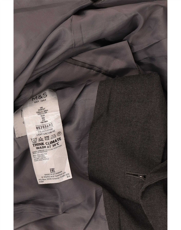 Marks & Spencer Mens Regular Fit 2 Button Blazer Jacket UK 40 Medium Grey