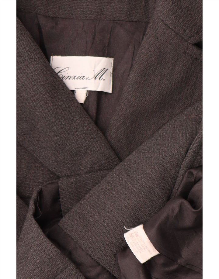 Vintage Womens Crop Double Breasted Blazer Jacket UK 14 Medium Grey