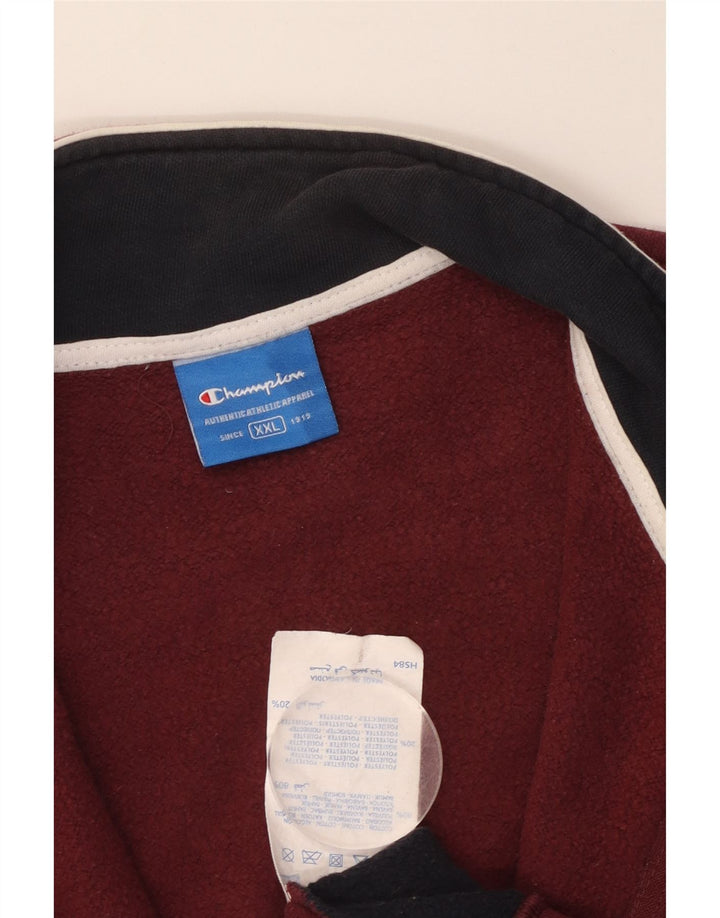 CHAMPION Mens Tracksuit Top Jacket 2XL Maroon Colourblock Cotton