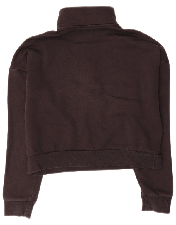 ADIDAS Girls Loose Fit Crop Sweatshirt Jumper 12-13 Years Black Cotton