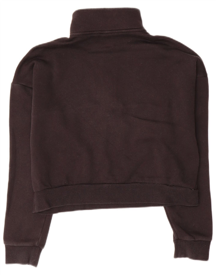 ADIDAS Girls Loose Fit Crop Sweatshirt Jumper 12-13 Years Black Cotton