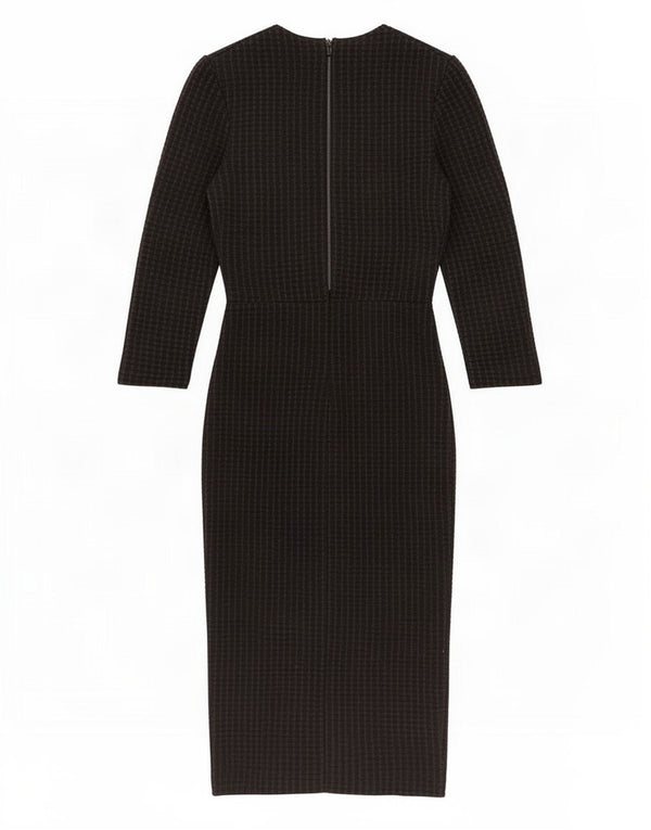 Reiss Womens 3/4 Sleeve Bodycon Dress UK 6 XS Black Striped Lyocell