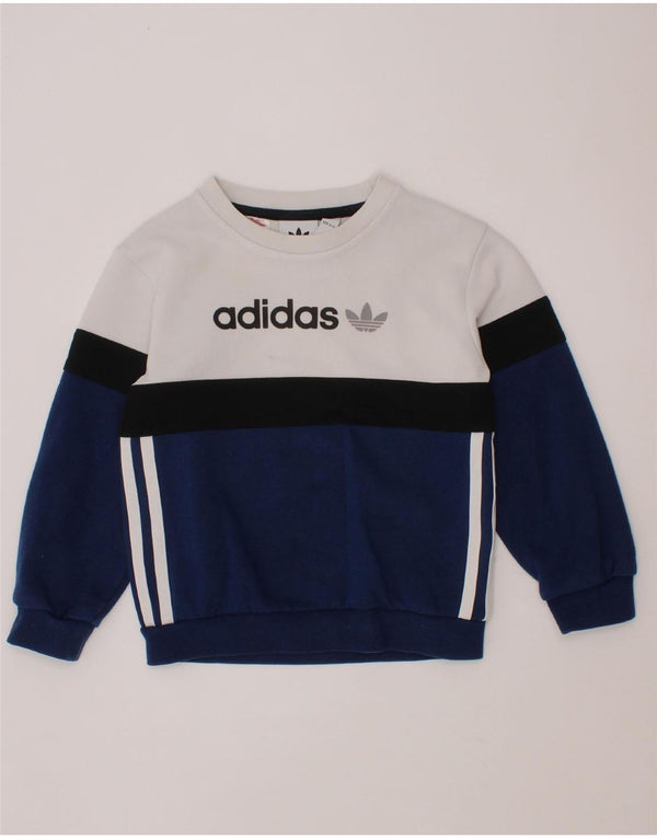 ADIDAS Boys Graphic Sweatshirt Jumper 3-4 Years Multicoloured Colourblock
