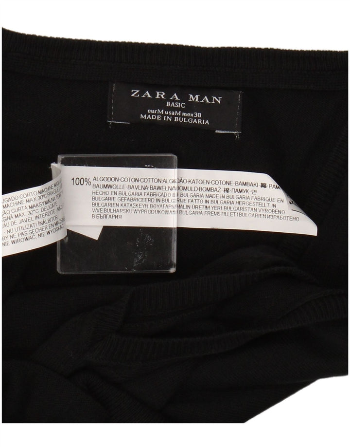 Zara Mens Vest Tank Top Medium Black Cotton