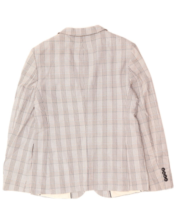 ZARA Mens 2 Button Blazer Jacket EU 48 Medium Grey Houndstooth Polyester