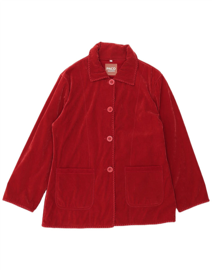 Paco Womens Fleece Overcoat UK 16 Large Red Polyester