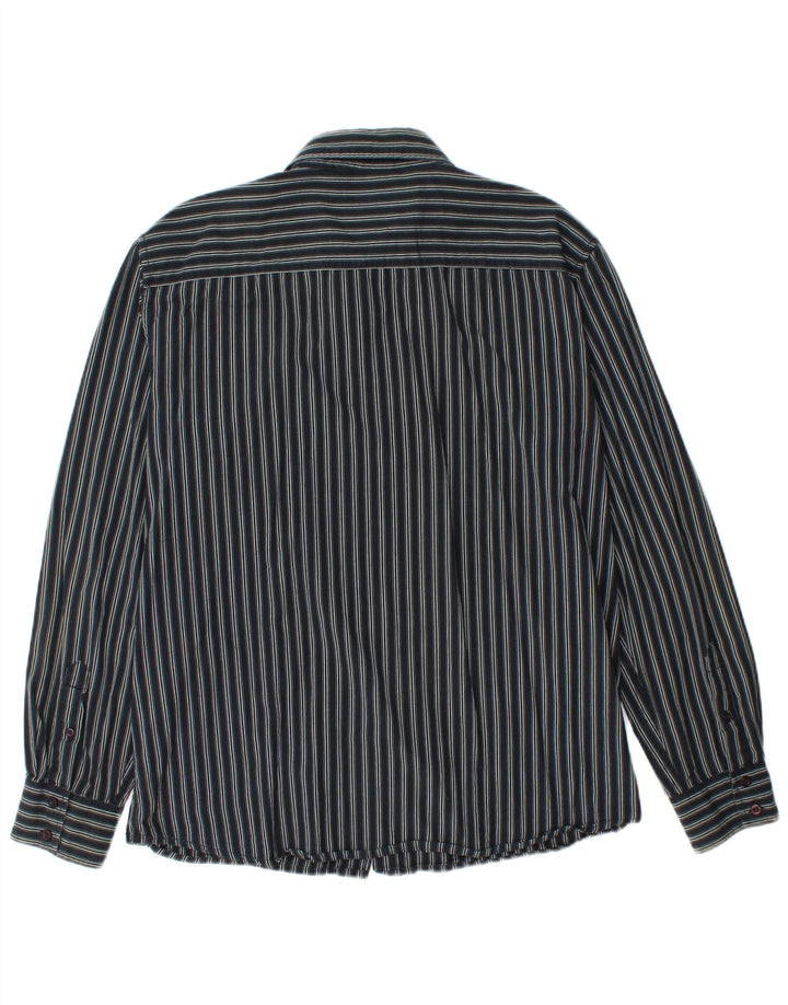 MUSTANG Mens Shirt Large Black Striped Cotton