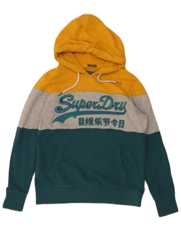Superdry Womens Graphic Hoodie Jumper UK 14 Large Multicoloured Colourblock