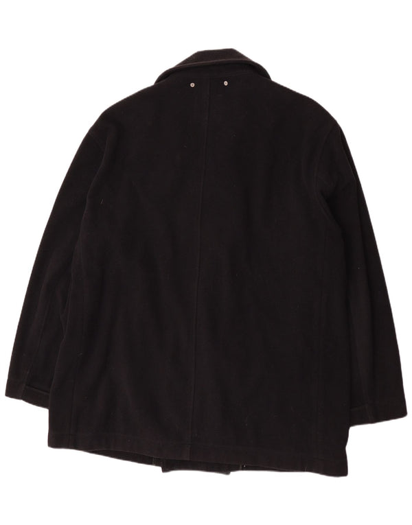 Trussardi Mens Pea Coat IT 54 2XL Black Wool