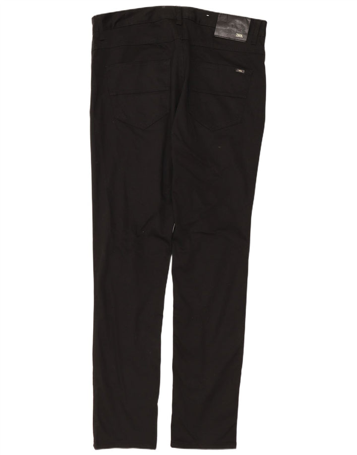 ZARA Mens Skinny Casual Trousers EU 42 Large W32 L31 Black Cotton