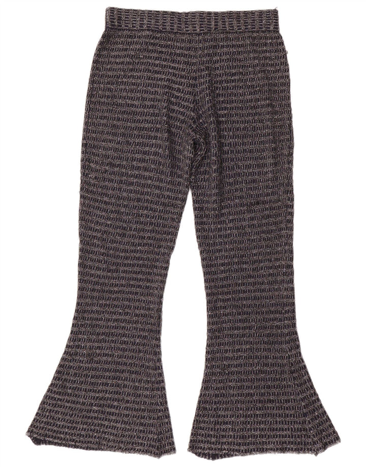 Zara Womens Knit Flare Trousers Medium W30 L30 Navy Blue Striped Polyester