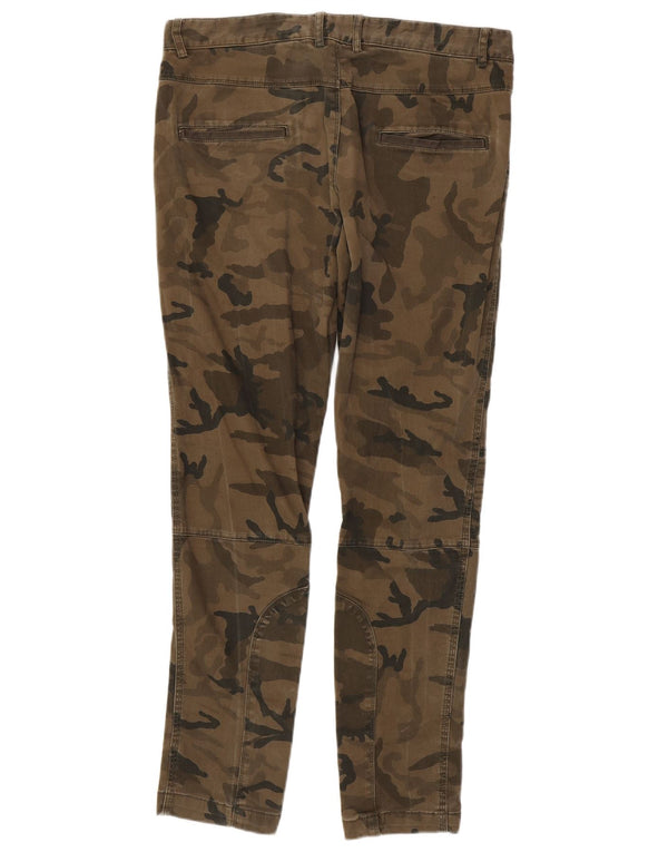 Zara Mens Slim Chino Trousers EU 42 Large W32 L30 Brown Camouflage Cotton