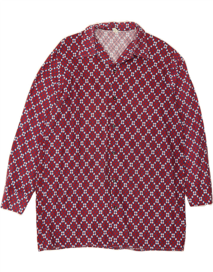 VINTAGE Mens Shirt Size 41 Large Red Argyle/Diamond Vintage Vintage and Second-Hand Vintage from Messina Hembry 