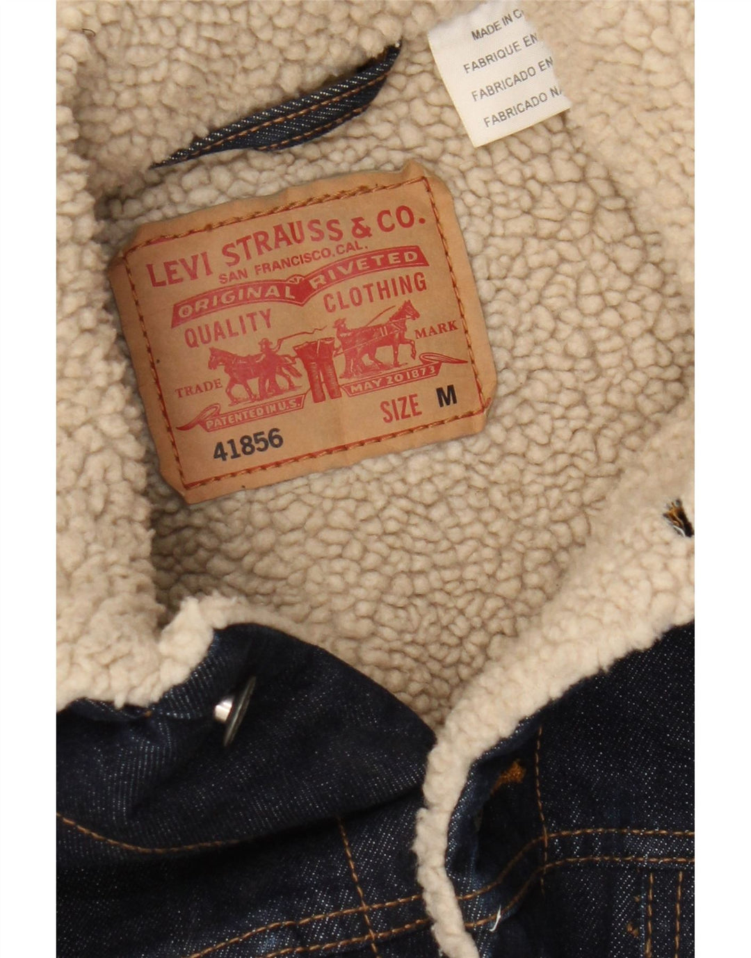 Levi's Mens Sherpa Denim Jacket UK 38 Medium Navy Blue Cotton