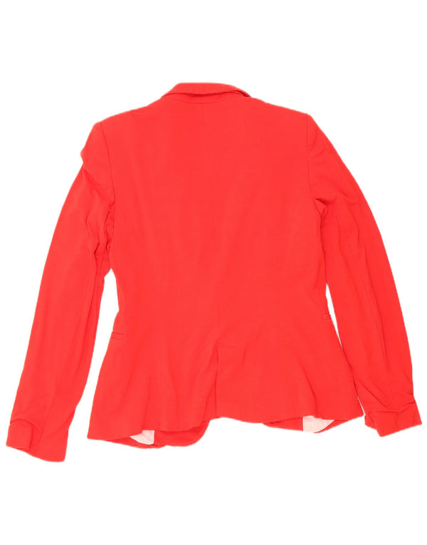 Zara Womens 1 Button Blazer Jacket UK 12 Medium Red Acetate