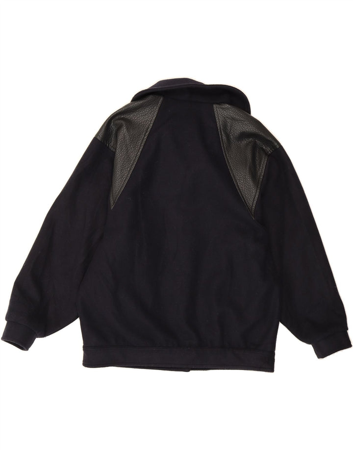 TENSIONE IN Womens Bomber Jacket UK 10 Small Navy Blue Acrylic Vintage Tensione In and Second-Hand Tensione In from Messina Hembry 