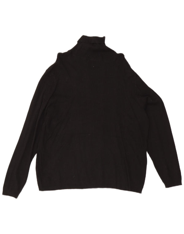 Marks & Spencer Womens Roll Neck Jumper Sweater UK 22 3XL Black Viscose