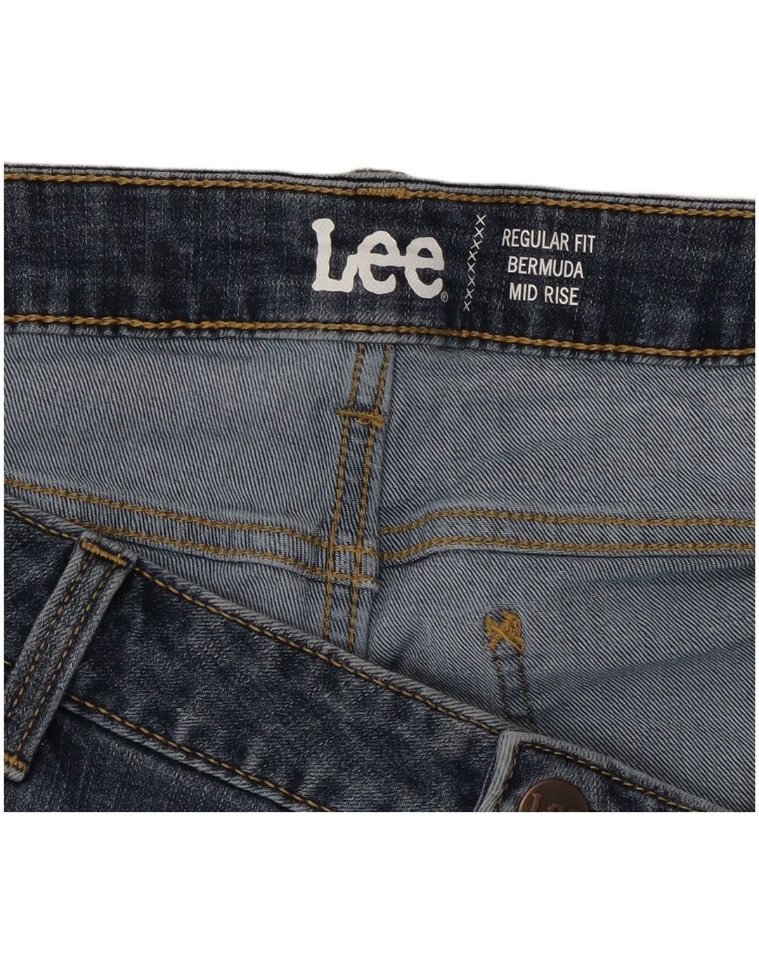 LEE Womens Mid Rise Regular Fit Bermuda Shorts W40 2XL Blue