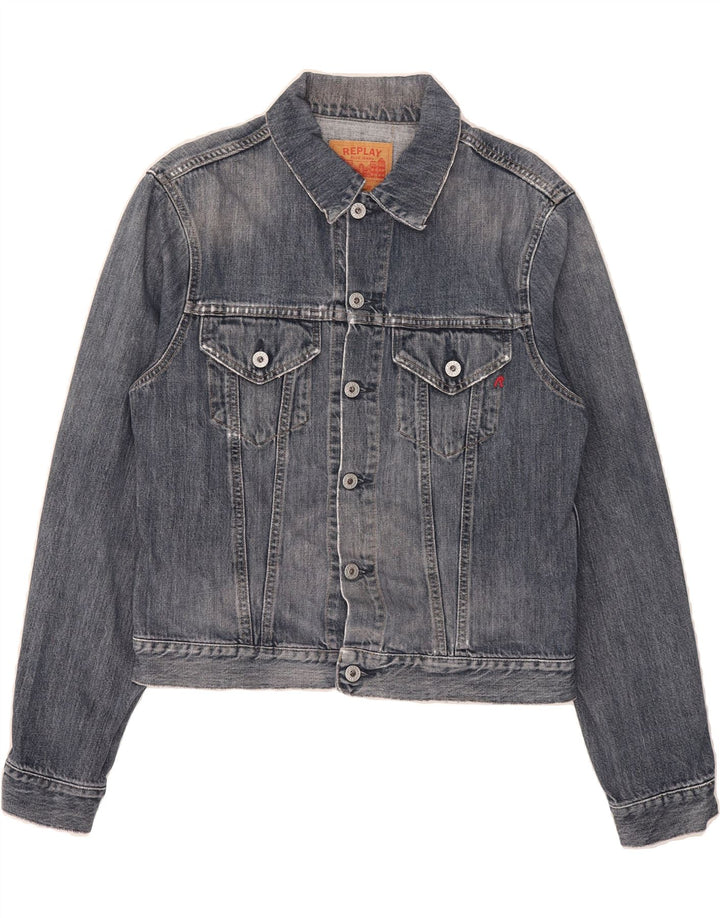 REPLAY Womens Denim Jacket UK 14 Large Blue Vintage Replay and Second-Hand Replay from Messina Hembry 