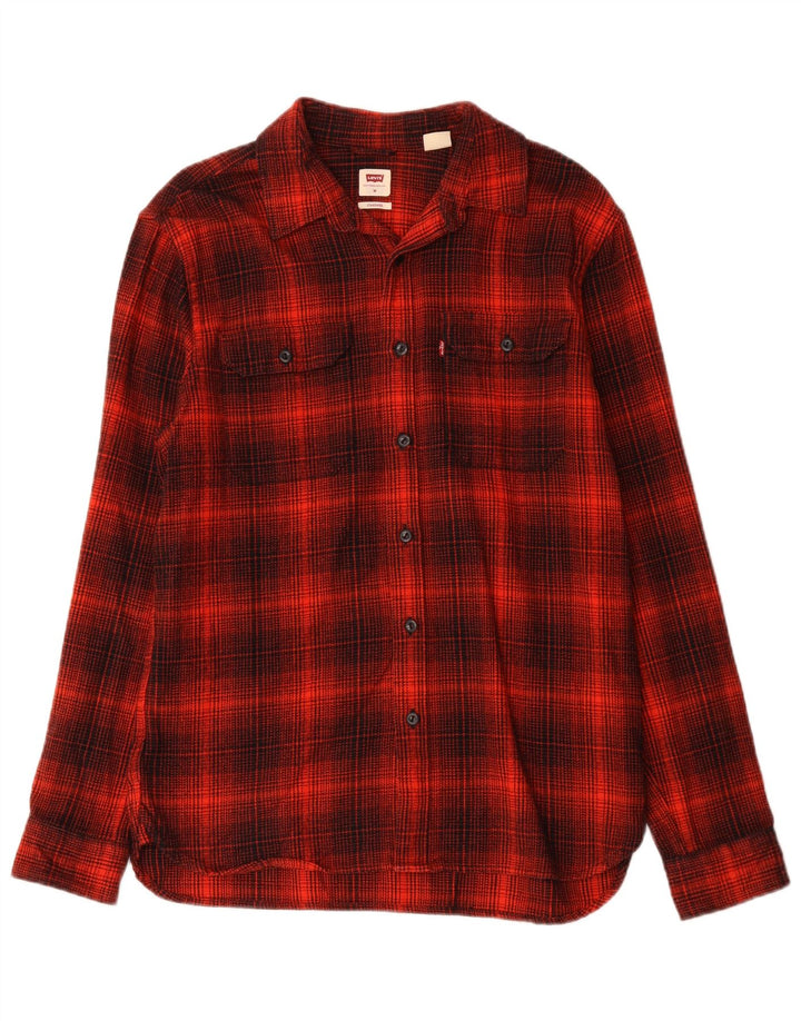 LEVI'S Mens Standard Flannel Shirt Medium Red Check Cotton