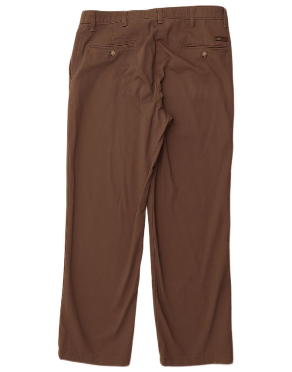 Lee Mens Straight Custom Fit Chino Trousers W34 L29 Brown Cotton