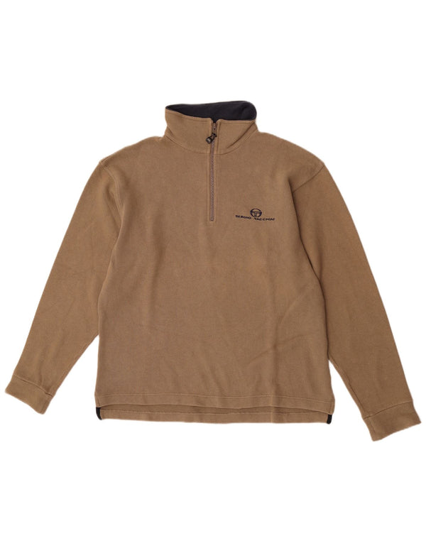 Sergio Tacchini Mens Zip Neck Sweatshirt Jumper Medium Beige Cotton