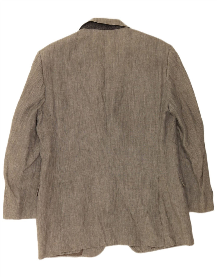 Fendi Mens 3 Button Blazer Jacket IT 50 Large Grey Linen