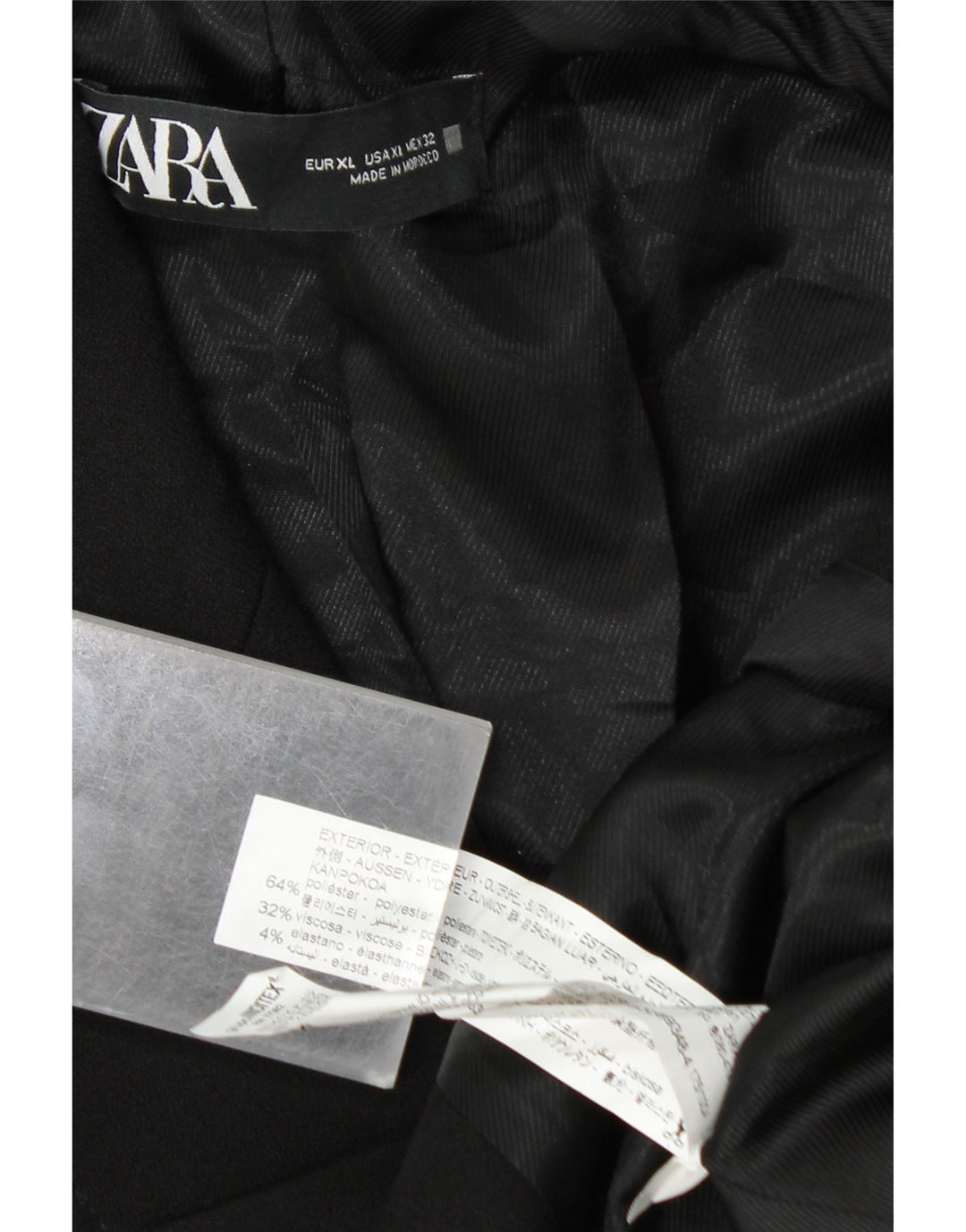 ZARA Womens Double Breasted Blazer Jacket UK 18 XL Black Polyester