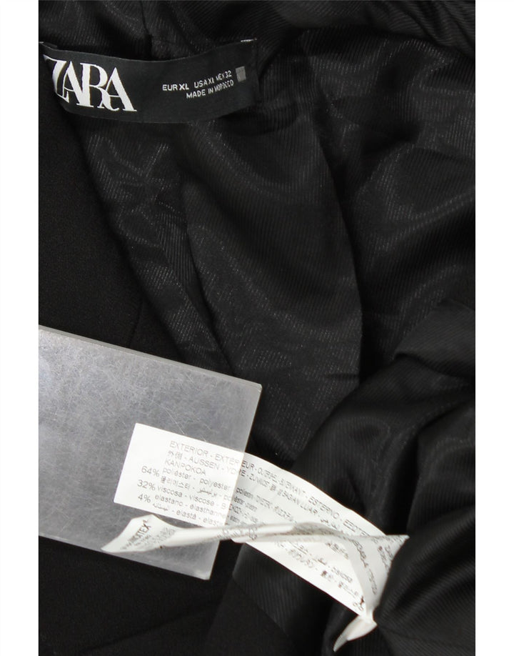 ZARA Womens Double Breasted Blazer Jacket UK 18 XL Black Polyester