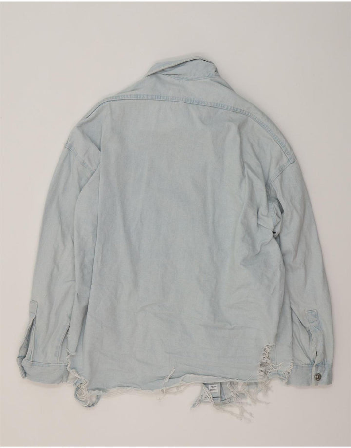 ZARA Womens Oversized Denim Shirt UK 10 Small Blue Cotton
