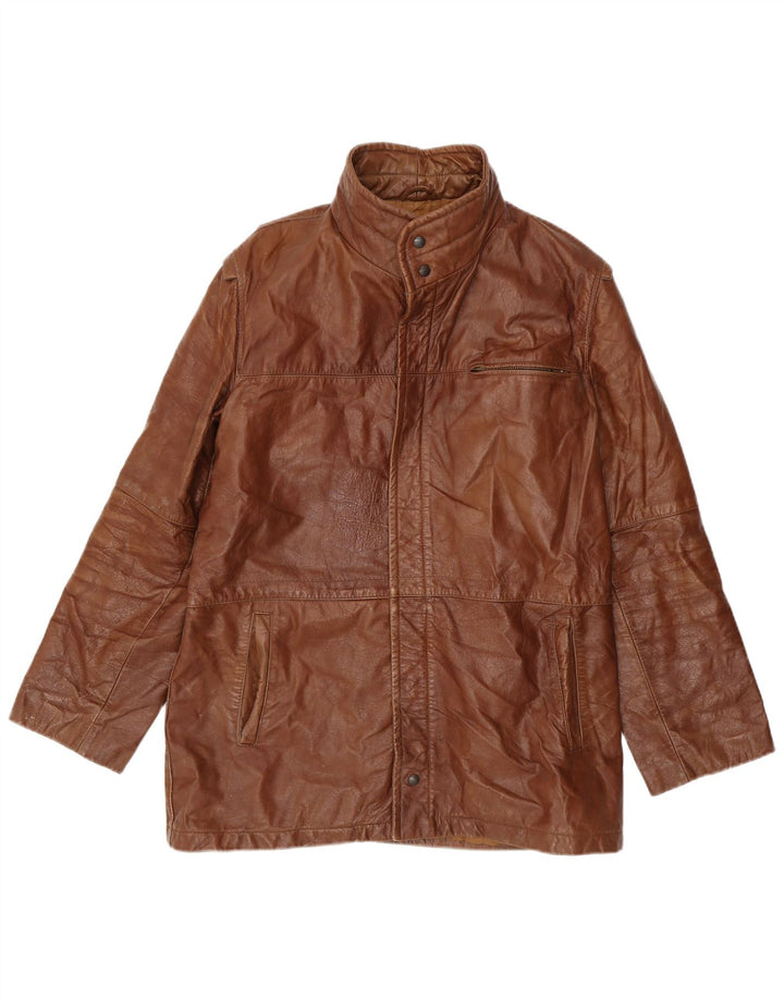 VINTAGE Mens Leather Jacket UK 38 Medium Brown