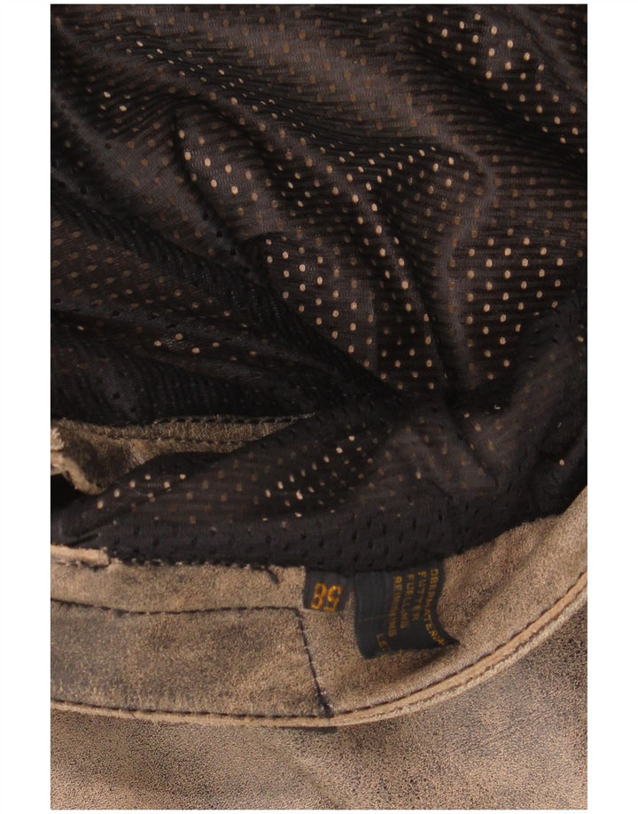 MODEKA Mens Biker Trousers Size 58 3XL W36 L31 Grey Tie Dye Leather