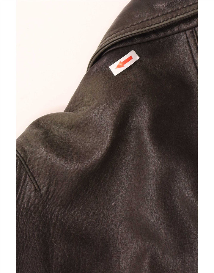 Liberty Mens Leather Jacket IT 54 2XL Brown Leather