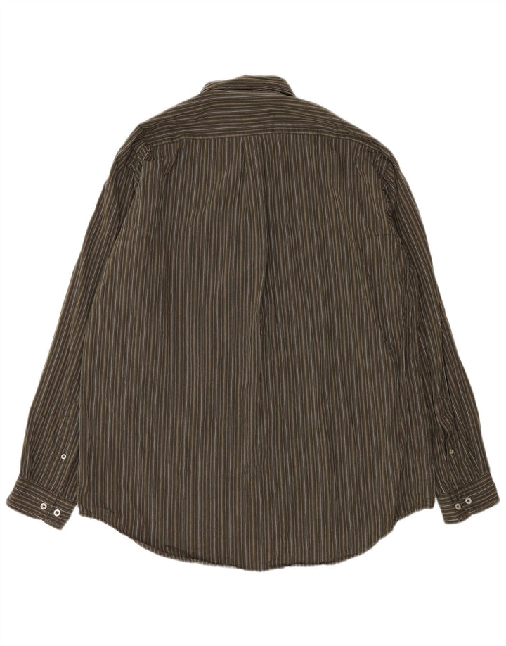 Marlboro Classics Mens Shirt 2XL Khaki Striped Cotton