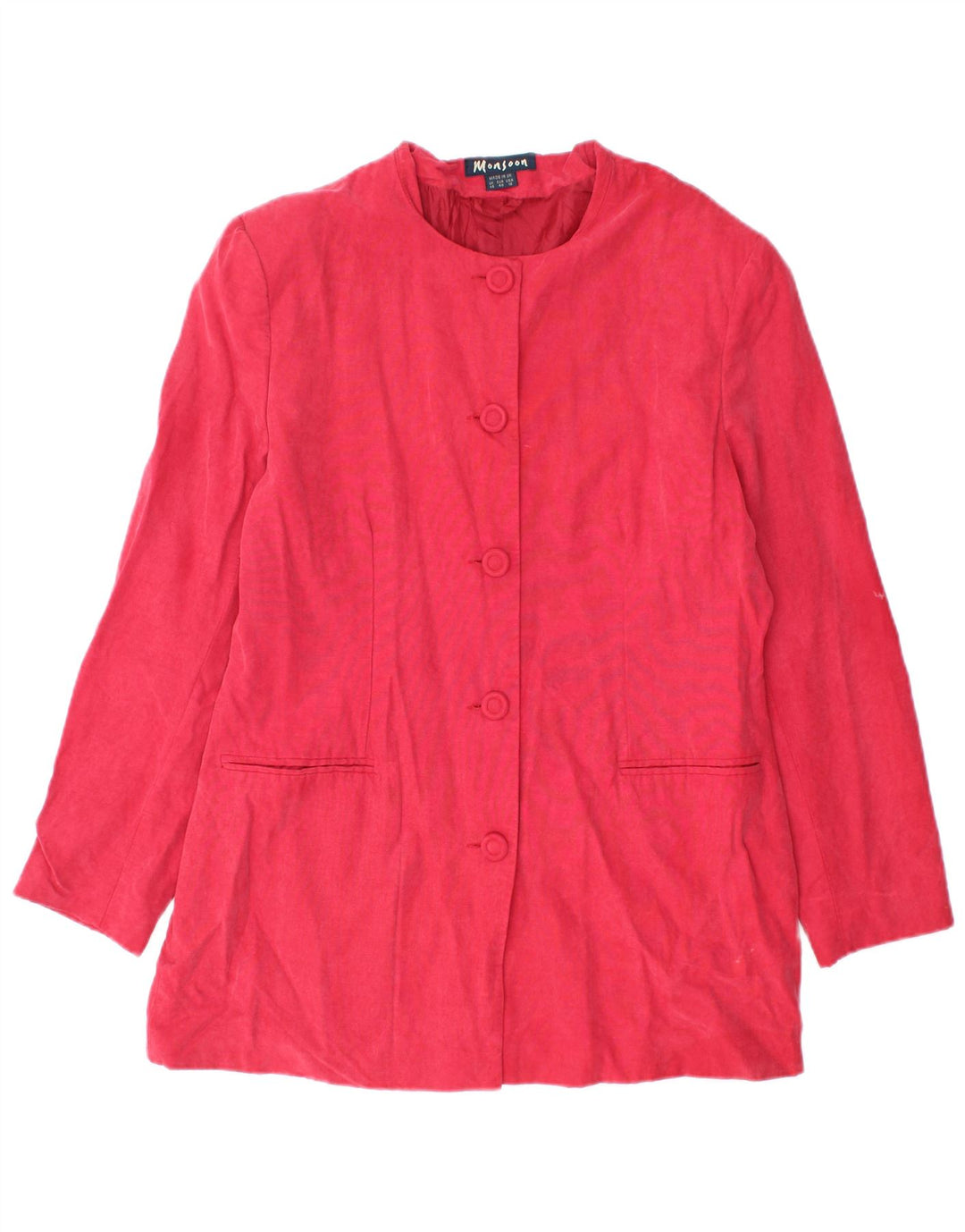 Monsoon Womens 5 Button Blazer Jacket UK 14 Medium Red Viscose