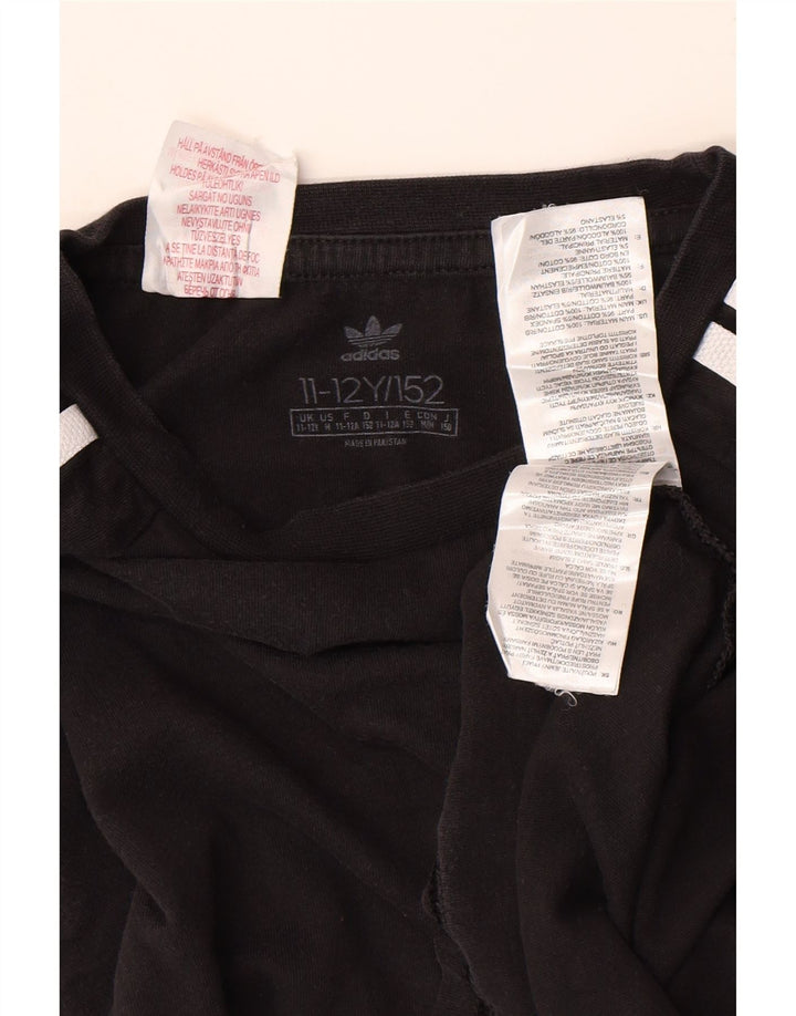 Adidas Boys Top Long Sleeve 11-12 Years Black Cotton
