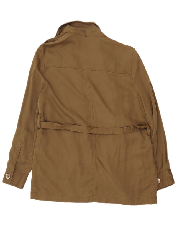 MANGO Womens Military Jacket UK 16 Large Khaki Lyocell