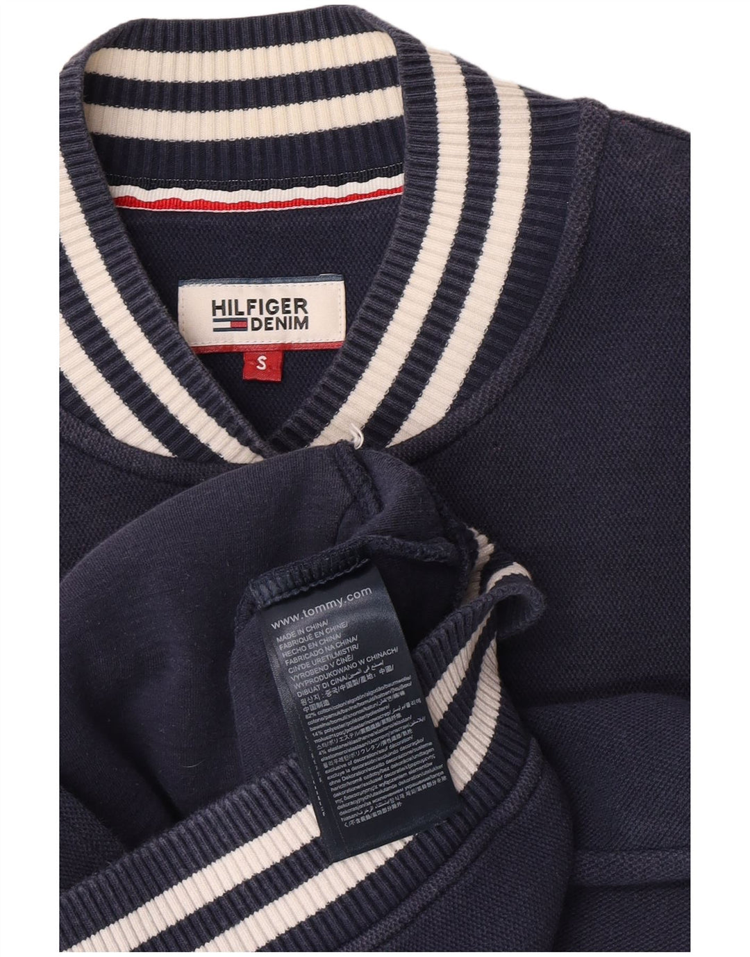 Tommy Hilfiger Womens Oversized Varsity Jacket UK 10 Small Navy Blue