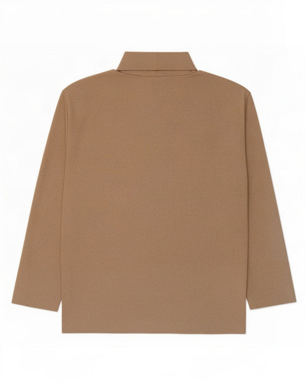 Zara Womens Top Long Sleeve UK 14 Medium Beige Polyester