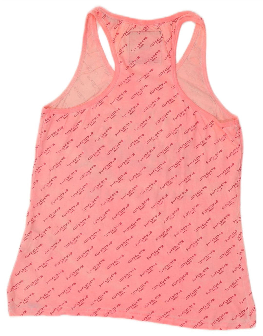 SUPERDRY Womens Heritage Graphic Vest Top UK 12 Medium  Pink Cotton